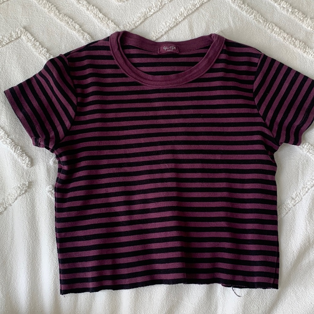 Brandy Melville black and purple striped top